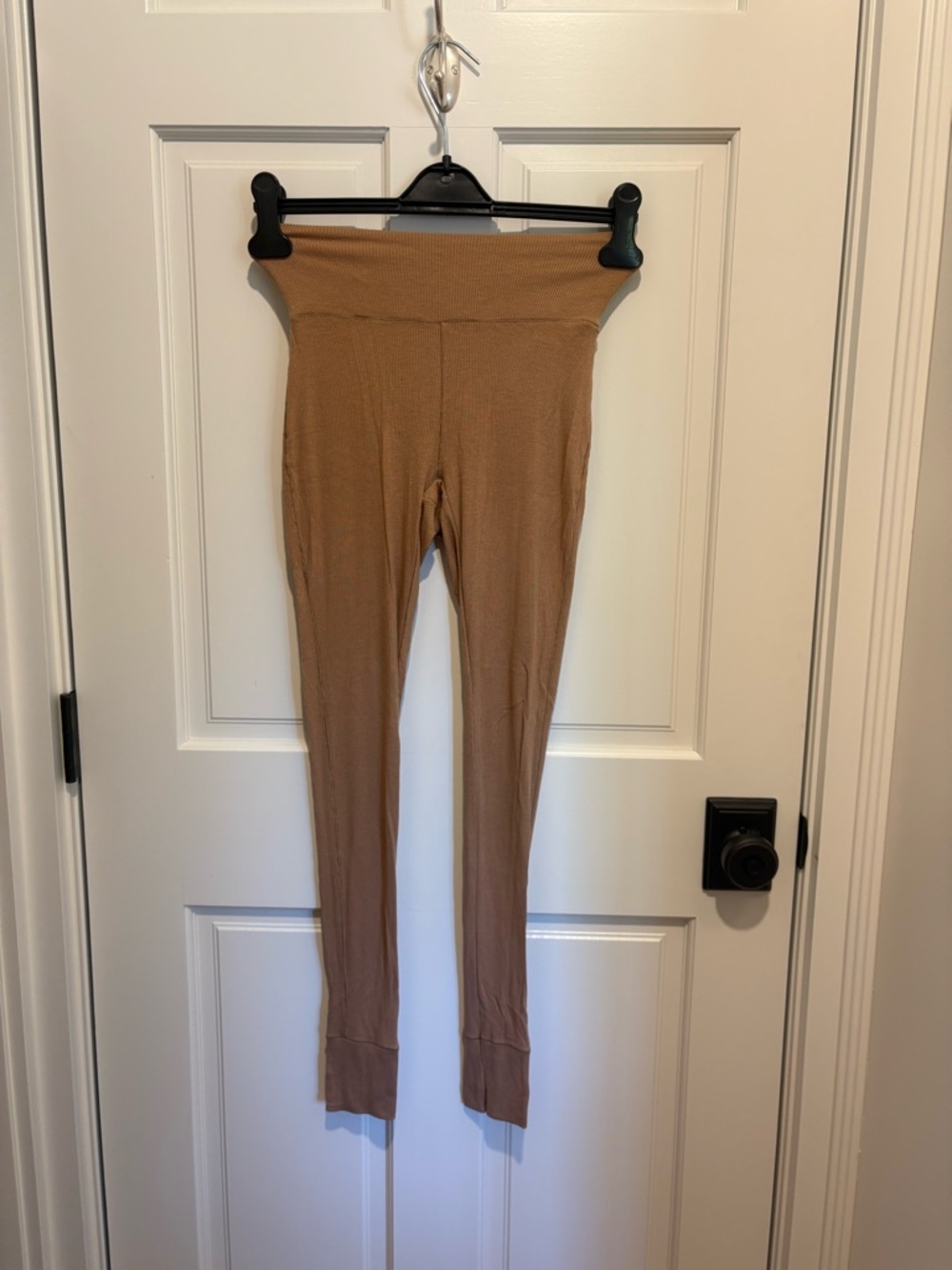 Ribbed High-Waist Tan Leggings